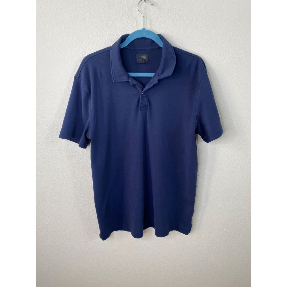 14th & Union Mens Navy Cotton Polo Shirt L Short Sleeve Classic Fit 100% Cotton